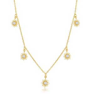 Bella Silver Sterling Silver Hanging-Sun CZ Necklace - Gold Plated - Gold - 16+2 Inch - 1 of 2