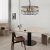 BAOURE 18" Black Modern Crystal Drum Chandelier, 6-Light Pendant Lighting Fixture with Metal Frame for Living Room, Dining Room, and Bedroom - 4 of 4