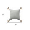 20" X 20" Light Beige And Dark Beige 100% Cotton Zippered Pillow - 3 of 4