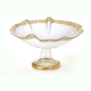 Classic Touch 12" Scalloped Bowl with Gold - 1 of 3