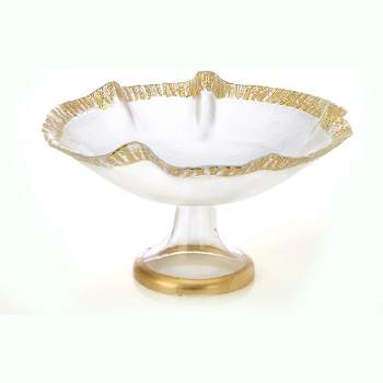 Classic Touch 12" Scalloped Bowl with Gold