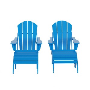 WestinTrends Malibu HDPE Outdoor Patio Folding Poly Adirondack Chairs with Ottomans (4-Piece Conversation Set) - 1 of 4