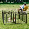 24 inch 8 Panels Metal Dog Pen Pet Dog Fence Outdoor Exercise Pen with Doors Black - 3 of 4