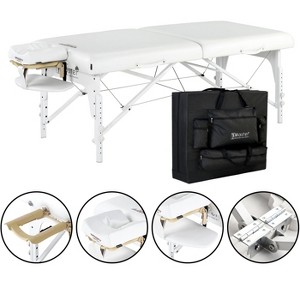 Master Massage 31" Montclair Pro Portable Massage Table Package, Memory Foam Cushioning, Reiki Panels, Shiatsu Cable Release- Snow White - 1 of 4