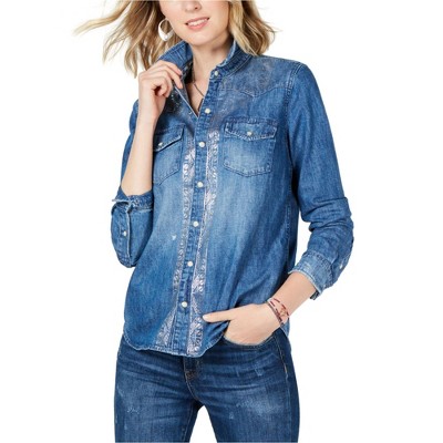 Lucky Brand Womens Western Button Up Shirt