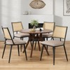 GlasFlength Dining Table Chair Set with Rattan Backrest, Solid Wood Backrest, Velvet Seat for Dining Room, Kitchen, Counter, Brown, 19.3"*18.1"*31.1" - 4 of 4