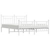 vidaXL 12" White California King Metal Bed Frame with Headboard & Footboard No Mattress - 4 of 4