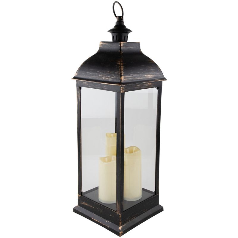 Northlight 28" Gold Brushed Black Lantern With Flameless LED Candles, 1 of 7