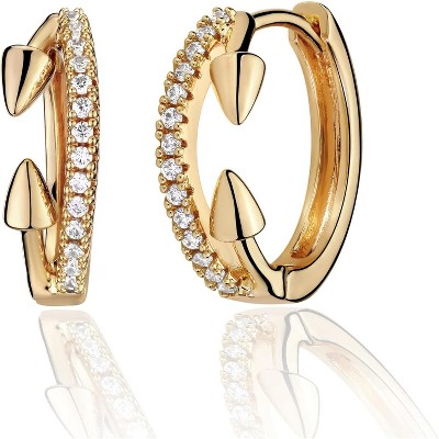 Cubic Zirconia Huggie Earrings 14k Gold Plated Tiny Earrings Small Huggie Hoop Earrings Simple Lightweight Hoops Gift for Women