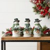 Holiday Snowman Figurine with Frosted Pine Accent (Set of 3) - 2 of 3