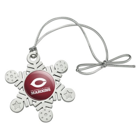 University of Chicago Maroons Logo Metal Snowflake Christmas Tree Holiday Ornament - image 1 of 3