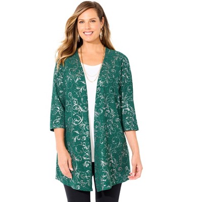 Catherines Women's Plus Size Black Label Metallic Cardigan