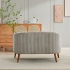 CAVINAS 50.78" Modern Loveseat Sofa, Corduroy Fabric Upholstered Sofa Couch, 2-Seat Sofa with Wooden Nature Legs, Gray - 3 of 4