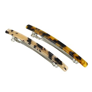 Unique Bargains Women's Tortoise Shell French Hair Barrettes Amber Brown 2 Pcs - 1 of 4
