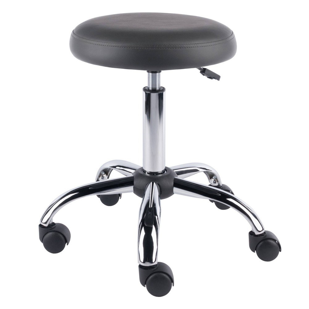 Photos - Chair Clyde Adjustable Cushion Swivel Counter Height Barstool Charcoal/Chrome 