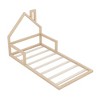 CAVINAS Twin Size Wood Montessori Bed,Modern Floor Bed with House-Shaped Headboard and Handrails,Toddler Bed for Bedroom - 4 of 4