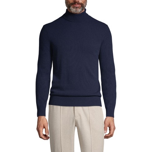 Lands End Men s Fine Gauge Cashmere Turtleneck Sweater Medium Radiant Navy Target