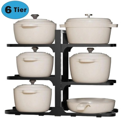 MaseiKar Pan organizer, stainless steel pan organizer rack cookware, heavy-duty pan rack kitchen storage