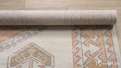 Habsburg Oval Blue and Beige Hand-knotted Synthetic Rug 5' x 7'