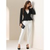 INSPIRE CHIC Women's Office Peplum Hem Long Sleeve Notched Lapel Single Button Dressy Blazer - 4 of 4