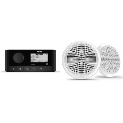 Fusion MS-RA60 Bluetooth Marine Stereo with Fusion 1 Pair EL-F653W EL Series 6.5" 2-Way Marine Coax - White Classic Grill