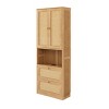 2 Doors Bookshelf with USB Port and 3 Drawers Side Cabinet Storage Shelves, Natural - 2 of 4