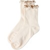 Memoi Women's Cotton Rich Faux Pearl Trimmed Lettuce Edge Ankle Sock - 3 of 4