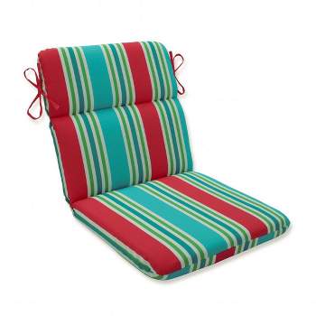 Aruba Stripe Rounded Corners Outdoor Chair Cushion Blue - Pillow Perfect