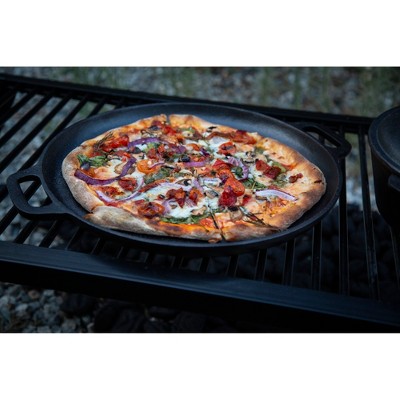 Stansport Pre-Seasoned Black Cast Iron Pizza Pan with Handles