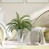 36" Artificial Ribbed Metal Planter Fern in Black or White - LCG Florals: Indoor Faux Floor Plant Decor - 2 of 4