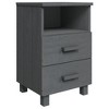 Bedside Cabinet Set of 2 Dark Grey Solid pine wood, MDF Medium - 3 of 4