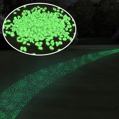 Nature Spring Glow in the Dark Solar Garden Stone Pebble Lights for Landscaping, Flower Beds, and Pathways - Green, 500-pc