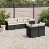 vidaXL Patio Sofa Set with Cushions Outdoor Furniture 7 Piece Poly Rattan - Black and Cream - 2 of 4