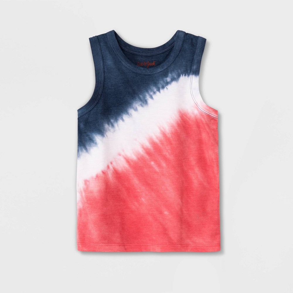 Size 5T Toddler Boys' 2pc Tie-Dye Jersey Knit Tank Top and French Terry Shorts Set - Cat & Jack Blue 5T
