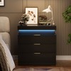 Chic Crate Modern Nightstand with Charging Station & LED Lights, Black Bedside Table with Drawers & Sliding Top - 2 of 4