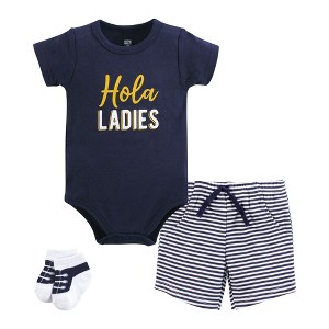Hudson Baby Infant Boys Bodysuit, Short and Sock, Hola Ladies - 1 of 4