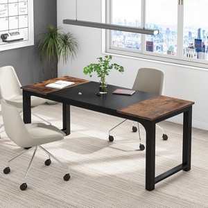 Vynxaria 63' Executive Desk, Large Modern Office Workstation with Thick Metal Frame, Sturdy Business Furniture for Home/Office - 1 of 4