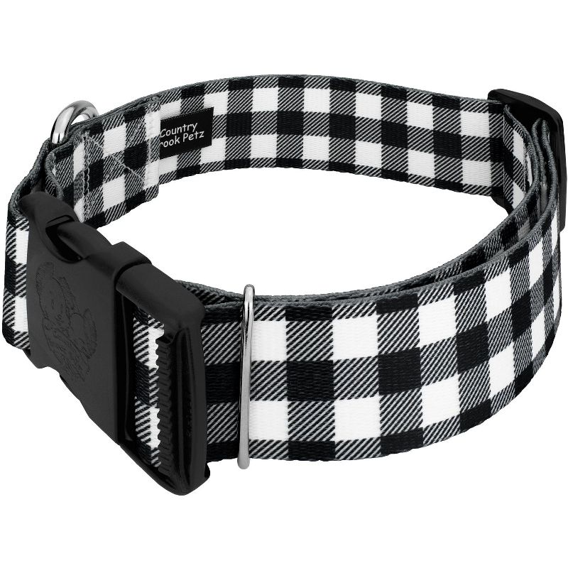 Country Brook Petz 1 1/2 Inch Deluxe Black & White Buffalo Plaid Dog Collar, 3 of 6