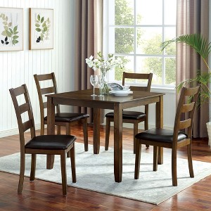 5-Piece Dining Set with Square Table and 4 Slat Back Chairs - 1 of 4