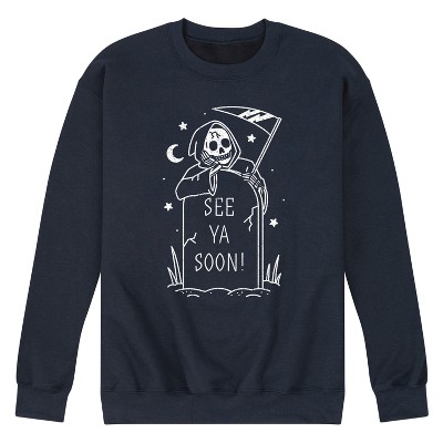 Men's Instant Message See Ya Soon Reaper Graphic Fleece Sweatshirt - Navy - Small