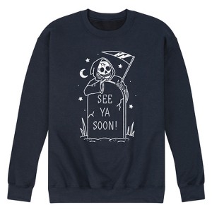 Men's Instant Message See Ya Soon Reaper Graphic Fleece Sweatshirt - Navy - Small - 1 of 4