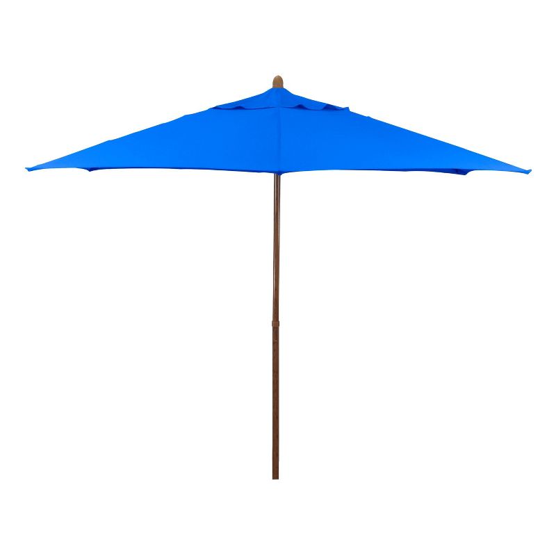 9&#39; x 9&#39; Round Wood Grain Steel Patio Umbrella Pacific Blue - Astella, 1 of 8