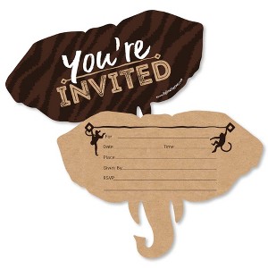 Big Dot of Happiness Wild Safari - Shaped Fill-in Invites - African Jungle Birthday Party or Baby Shower Invitation Cards with Envelopes - Set of 12 - 1 of 4