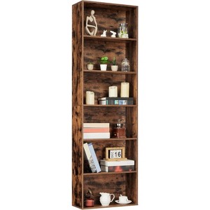 6 Tier Open Bookcase, Rustic Farmhouse Book Shelves, Spacious Organization for Storage, Organize Office, Durable & Resilient Build, Easy Assembly - 1 of 4