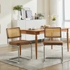 Dining Chairs Set of 2 Velvet Accent Chairs with Natural Cane Back & Chrome Base-- Frevyn - 4 of 4
