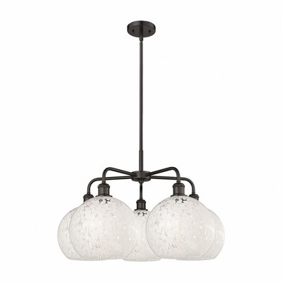 White Mouchette - 5 Light Stem Hung Chandelier In Modern Style-17.25 Inches Tall and 28 Inches Wide