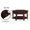 UPHA 36 Inch 2 Tier Retro Hexagon Living Room Solid Wood Coffee Table with Shelf & Drawer - 2 of 4