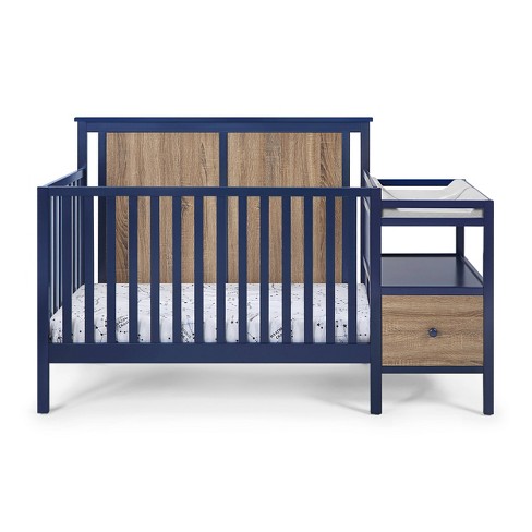 Suite Bebe 4-in-1 Convertible Crib And Changer Combo - Midnight Blue/vintage Walnut : Target