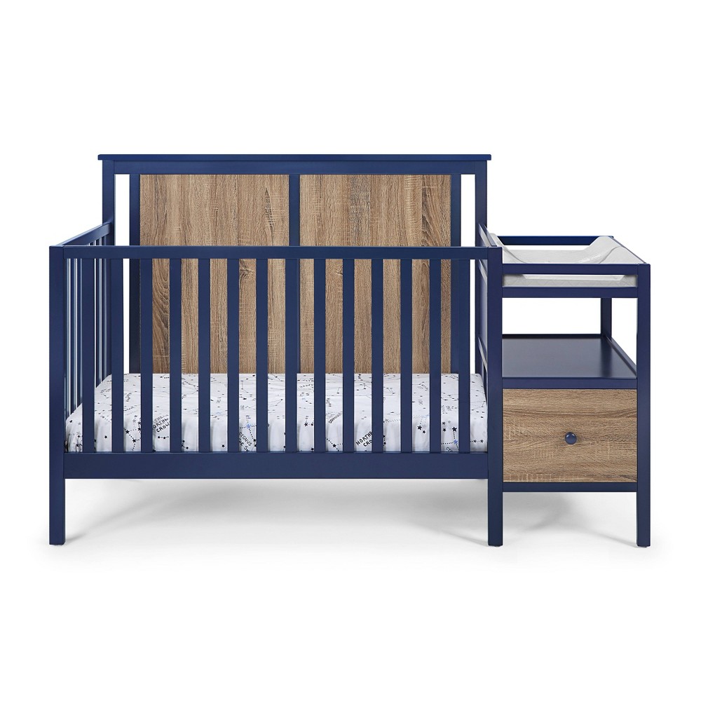 Suite Bebe Connelly 4-in-1 Convertible Crib and Changer Combo - Midnight Blue/Vintage Walnut -  27501-MBL