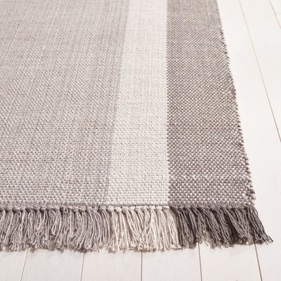 Coastal Charm Gray Stripe Hand-Woven Cotton Area Rug 4' x 6'